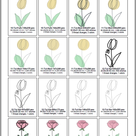 0010 - Monoline Blumen – ab 10x10 Rahmen - schöne Blumen