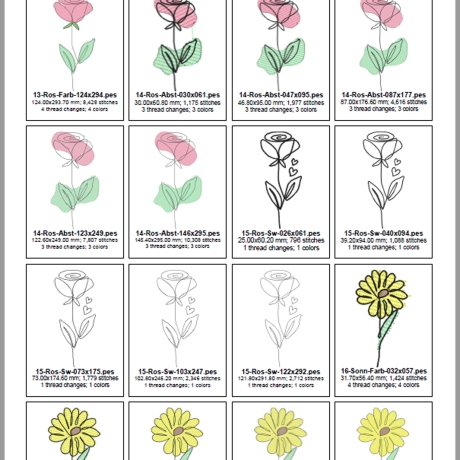 0010 - Monoline Blumen – ab 10x10 Rahmen - schöne Blumen