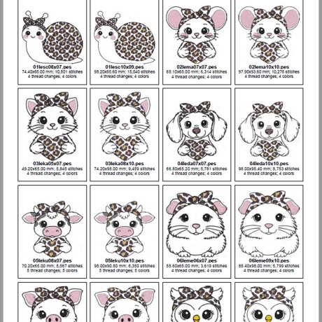0055 – Stickdateien Leo Tiere  inkl. ITH Anhänger