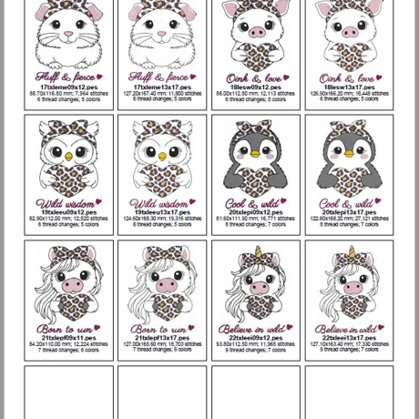 0055 – Stickdateien Leo Tiere  inkl. ITH Anhänger