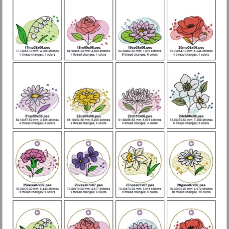 0056- Stickdateien Jahresblumen inkl. ITH