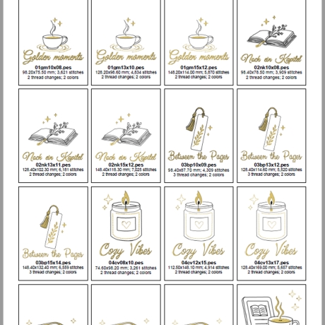  0060 Stickdateien ITH Leseknochen – 6 Motive – 54 Dateien