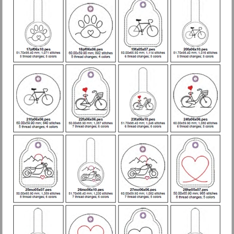 0062 Stickdateien ITH Schlüsselanhänger – 29 Motiv – 108 Dateien