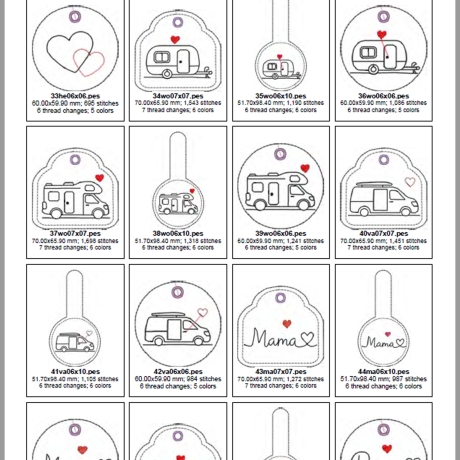 0062 Stickdateien ITH Schlüsselanhänger – 29 Motiv – 108 Dateien