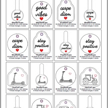 0062 Stickdateien ITH Schlüsselanhänger – 29 Motiv – 108 Dateien