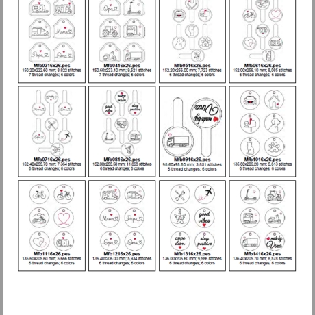 0062 Stickdateien ITH Schlüsselanhänger – 29 Motiv – 108 Dateien