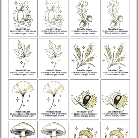 0073– Stickdateien Set elegantAutumn– ab 10x10 cm- ITH ab 13x18cm