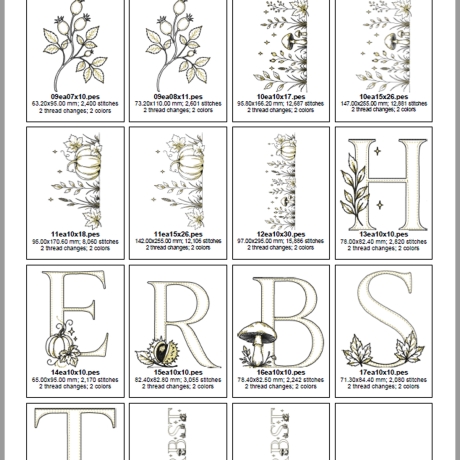 0073– Stickdateien Set elegantAutumn– ab 10x10 cm- ITH ab 13x18cm