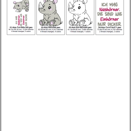 E0001 – Nashorn & Spruch – ab 10x10 cm 