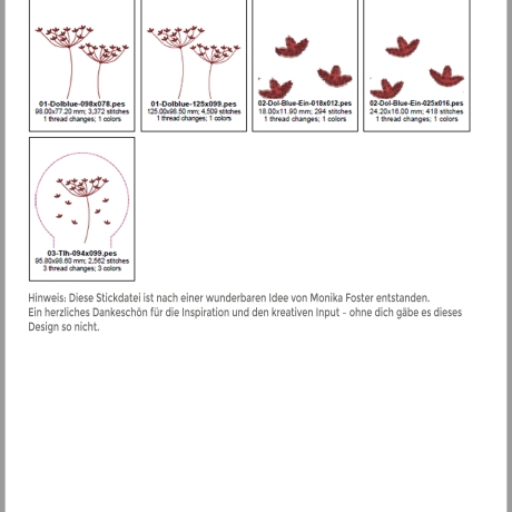 E0016– Stickdateien Doldenblüten inkl. ITH - ab 10x10 Rahmen 