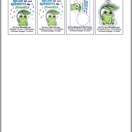 E0018 – Stickdateien Frosch inkl. ITH - ab 10x10 Rahmen