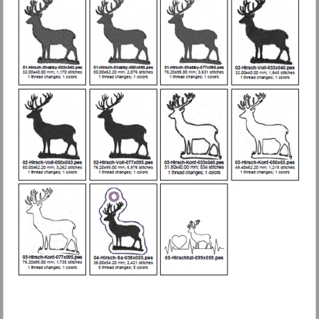 E0019 – Stickdateien Hirsch inkl. ITH - ab 10x10 Rahmen
