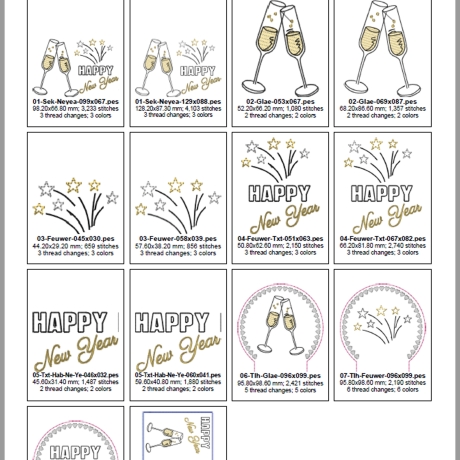 E0029 – Stickdateien Silvester inkl. ITH Teelichthüllen + MugRug