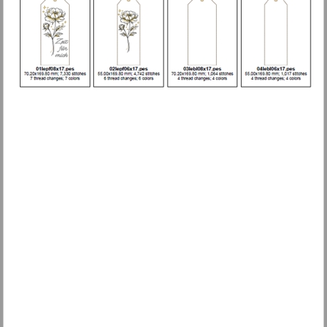 E0034 Stickdateien ITH Lesezeichen Pfingstrose – 3 Motive