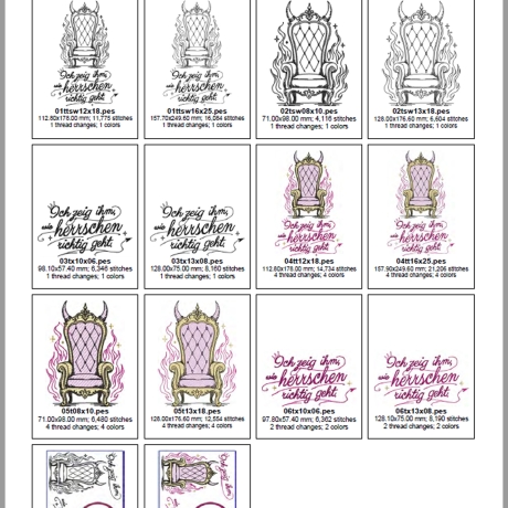E0036 Stickdateien Herrscher Thron – 8 Motiven