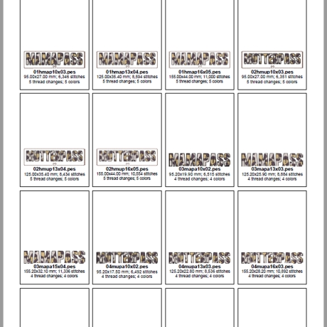 E0037 - Stickdateien Leo Mutterpass - 14 Motive ab 10x10 cm 