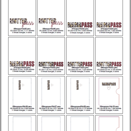E0037 - Stickdateien Leo Mutterpass - 14 Motive ab 10x10 cm 