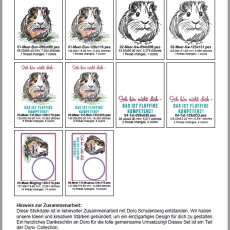 ED0005 –Meerschweinchen im Scribble Stil inkl. ITH – ab 10x10 cm 