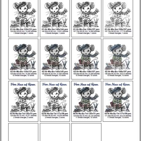 ED0011 –Herr Maus auf Reisen Scribble Stil – ab 13x18 cm 