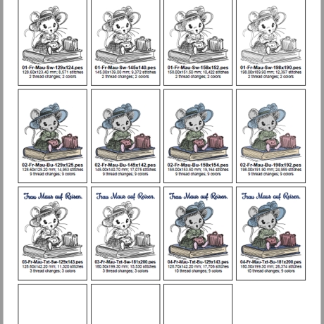 ED0013 –Sparset Herr und Frau Maus auf Reisen Scribble Stil 