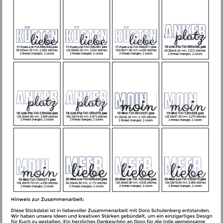 ED0020 – Stickdateien Küstenliebe (Doro-Collection)