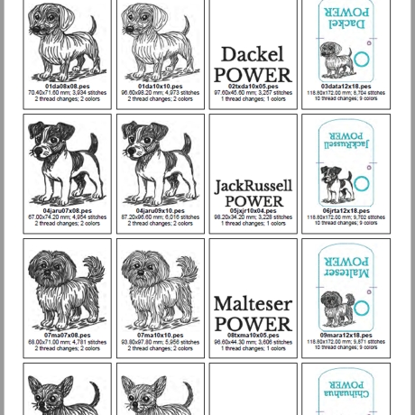 ED0033– Stickdateien Hunde ITH-Kacki-Beutel - ab 10x10 Rahmen