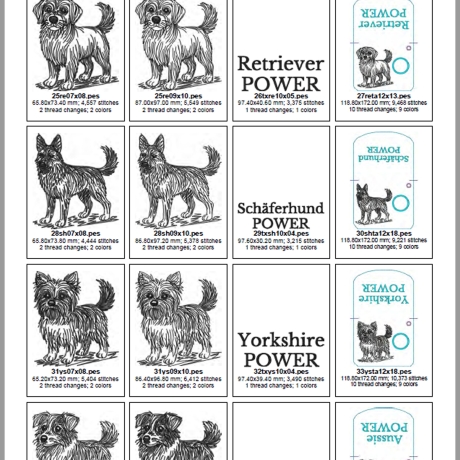 ED0033– Stickdateien Hunde ITH-Kacki-Beutel - ab 10x10 Rahmen