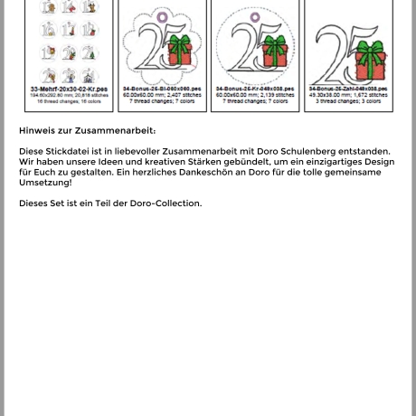 0042 –  Stickdateien Adventskalenderzahlen mit und ohne ITH