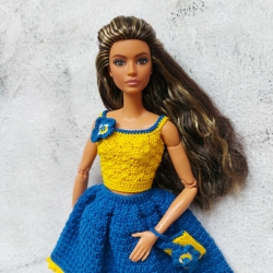 Handgehäkeltes Outfit für 1:6 Modepuppen (Barbie, Steffi)