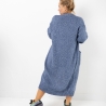 Oversized Strickmantel langer Cardigan Blau Strickweste (S - XL)