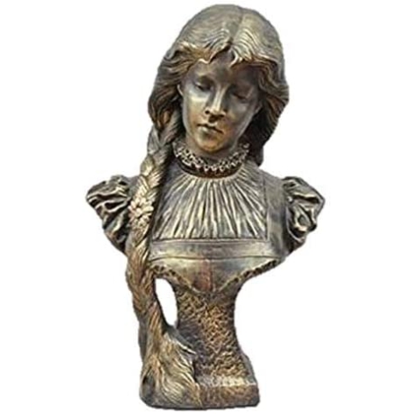 Schöne Büste eines Mädchens mit Zopf. 56 cm.
