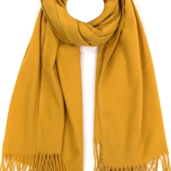 Damen-Herren-Kaschmir-Schal mit Fransen, 200x75, senffarben Damen-Herren-Kaschmir-Schal mit Fransen, 200x75, senffarben