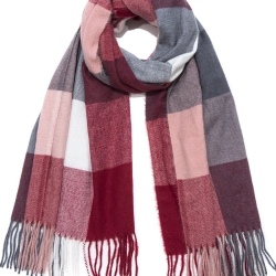 Weicher Karostrick-Schal mit Fransen, 200x70 cm, altrosa