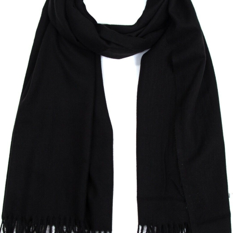 Damen-Baumwollschal mit Kaschmirwolle, 200x75 cm, schwarz