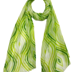 Leichter Ganzjahres-Schal mit Motiven, grün, 170 x 45 cm, neu