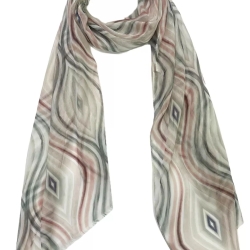 Leichter Ganzjahres-Schal mit Motiven, grau, 170 x 45 cm, neu