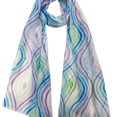 Leichter Ganzjahres-Schal mit Motiven, lila, 170 x 45 cm, neu