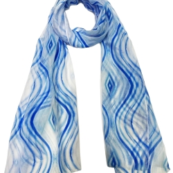 Leichter Ganzjahres-Schal mit Motiven, blau 170 x 45 cm, neu