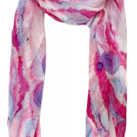 Leichter Ganzjahres-Schal mit Motiven, pink 2, 170 x 45 cm, neu