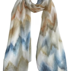 Leichter Ganzjahres-Schal mit Motiven, beige, 170 x 45 cm, neu