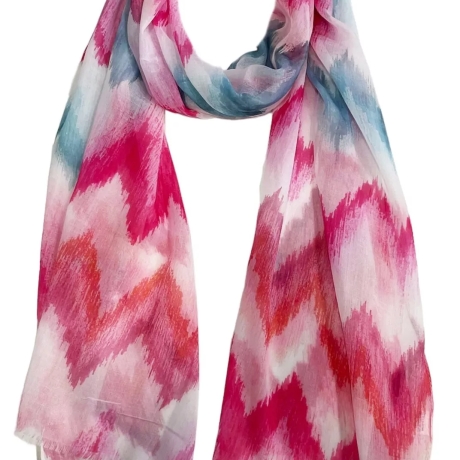 Leichter Sommer-Schal mit Motiven, pink 3, 170 x 45 cm, neu