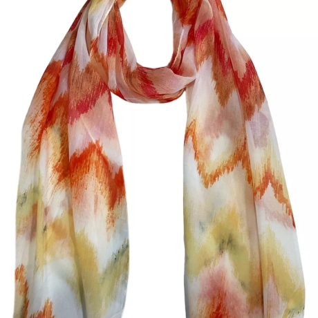 Ganzjahres-Schal mit Motiven, orange 2, 170 x 45 cm, neu