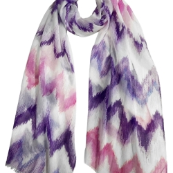Leichter Ganzjahres-Schal mit Motiven, Flieder, 170 x 45 cm, neu