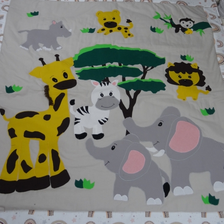 Krabbeldecke Afrika-Tiere, Patchwork, Kuscheldecke