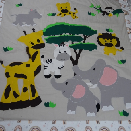 Krabbeldecke Afrika-Tiere, Patchwork, Kuscheldecke