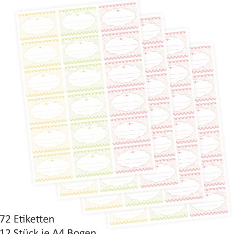 72 Blanko Etiketten Vichy Karo pastell gelb - 64 x 45 mm