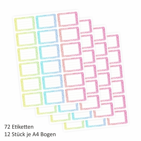 72 Blanko Etiketten Aquarell Floral - 64 x 45 mm