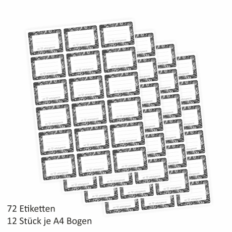 72 Blanko Etiketten Tafel Kreide Früchte - 64 x 45 mm