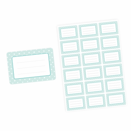 72 Blanko Etiketten mint Punkte Retro - 64 x 45 mm