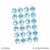 24 Adventskalender Zahlen Aufkleber Eisbären - rund 4 cm Ø